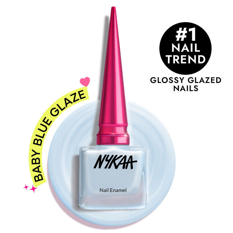 Nykaa Glazed Nail Enamel - Baby Blue Glaze 492|9 ml|MRP 249