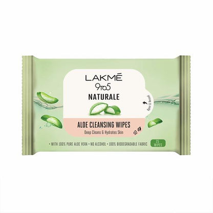 Lakme 9 to 5 Natural Aloe Cleansing Wipes|141 gms|MRP 150