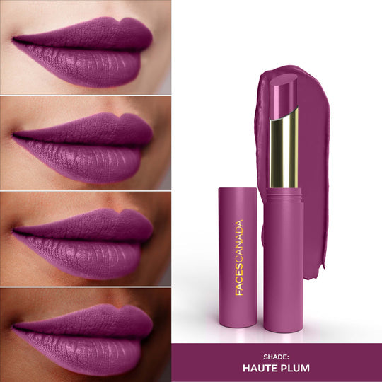 Faces Canada 3 in 1 LongStay Matte Lipstick - Haute Plum 08|2 gms|MRP 599