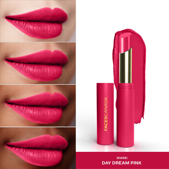 Faces Canada 3 in 1 LongStay Matte Lipstick - Day Dream Pink 02|2 gms|MRP 599