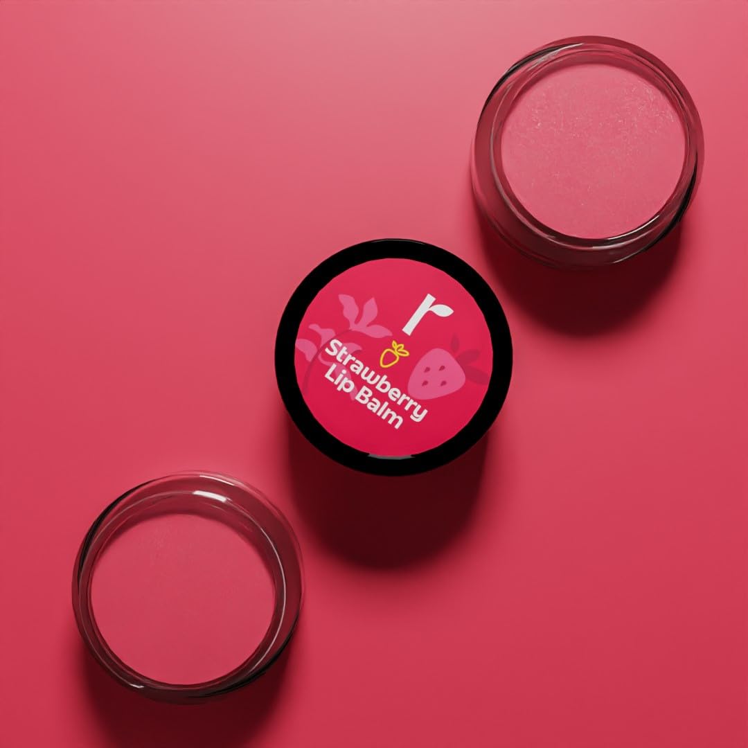 Rivona Naturals Strawberry Lip Balm, strawberry flavored lip balm, nourishing lip care balm, hydrating lip balm for soft lips, natural strawberry lip care