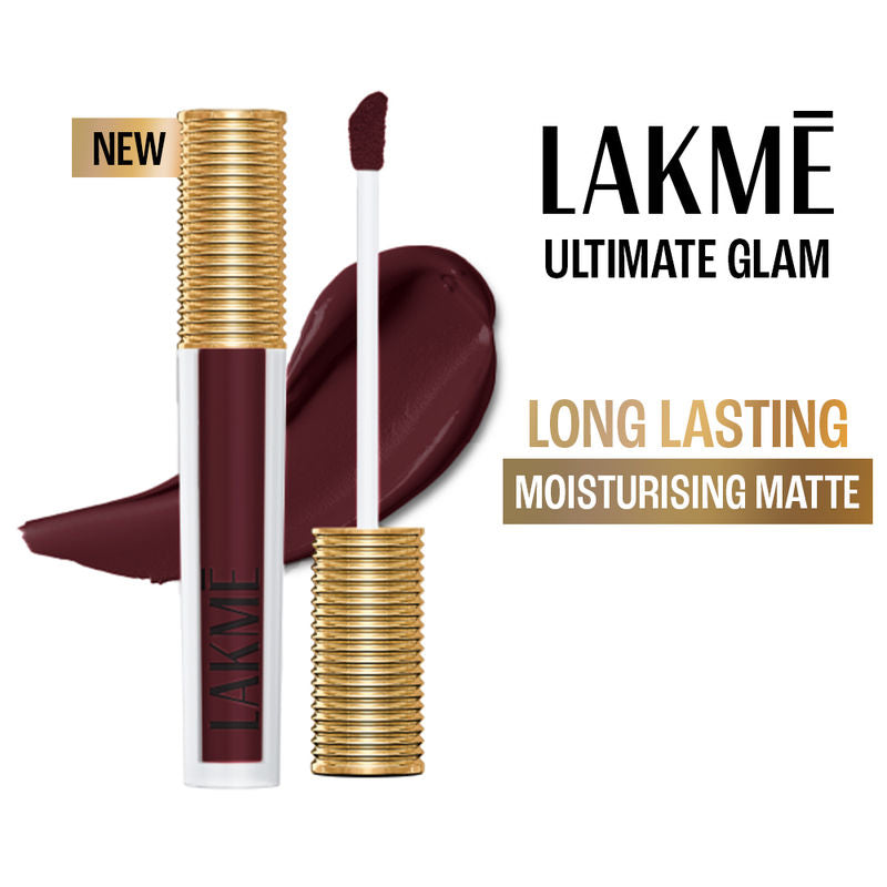 Lakm? Ultimate Glam Matte Liquid Lipstick - Wine Touch|4.2 ml|MRP 450