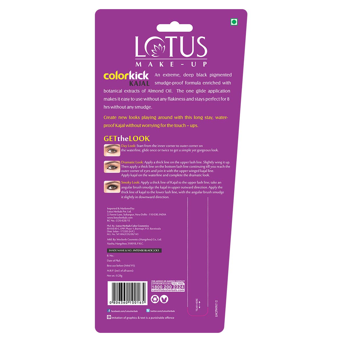 Lotus Make-Up Colorkick Kajal, kajal pencil, intense black shade