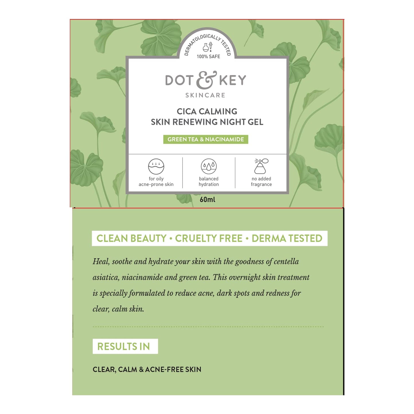 Dot & Key Cica Calming Night Gel, overnight soothing care, hydrating night gel, calming skincare