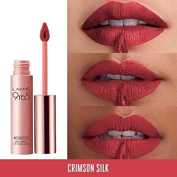 Lakme 9 to 5 Double Duty Matte Lipstick � Crimson Silk|9 gms|MRP 775