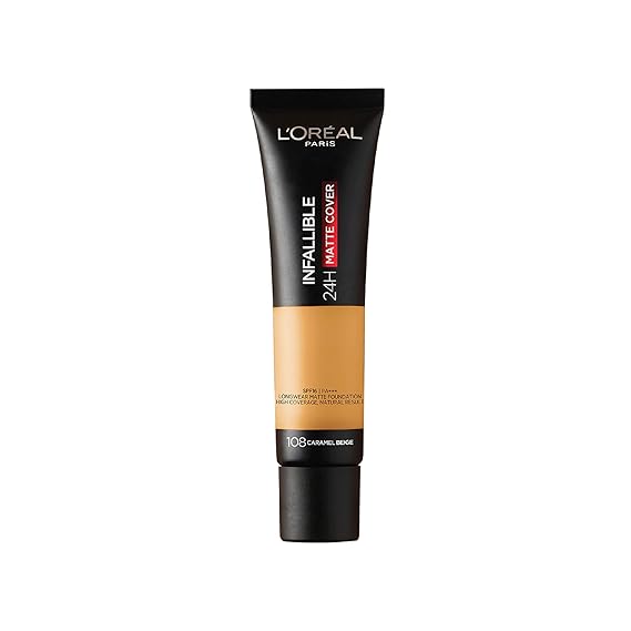 L'Or�al Paris Liquid Foundation Infallible 24H Matte Cover 108 Caramel Beige|35 ml|MRP 799