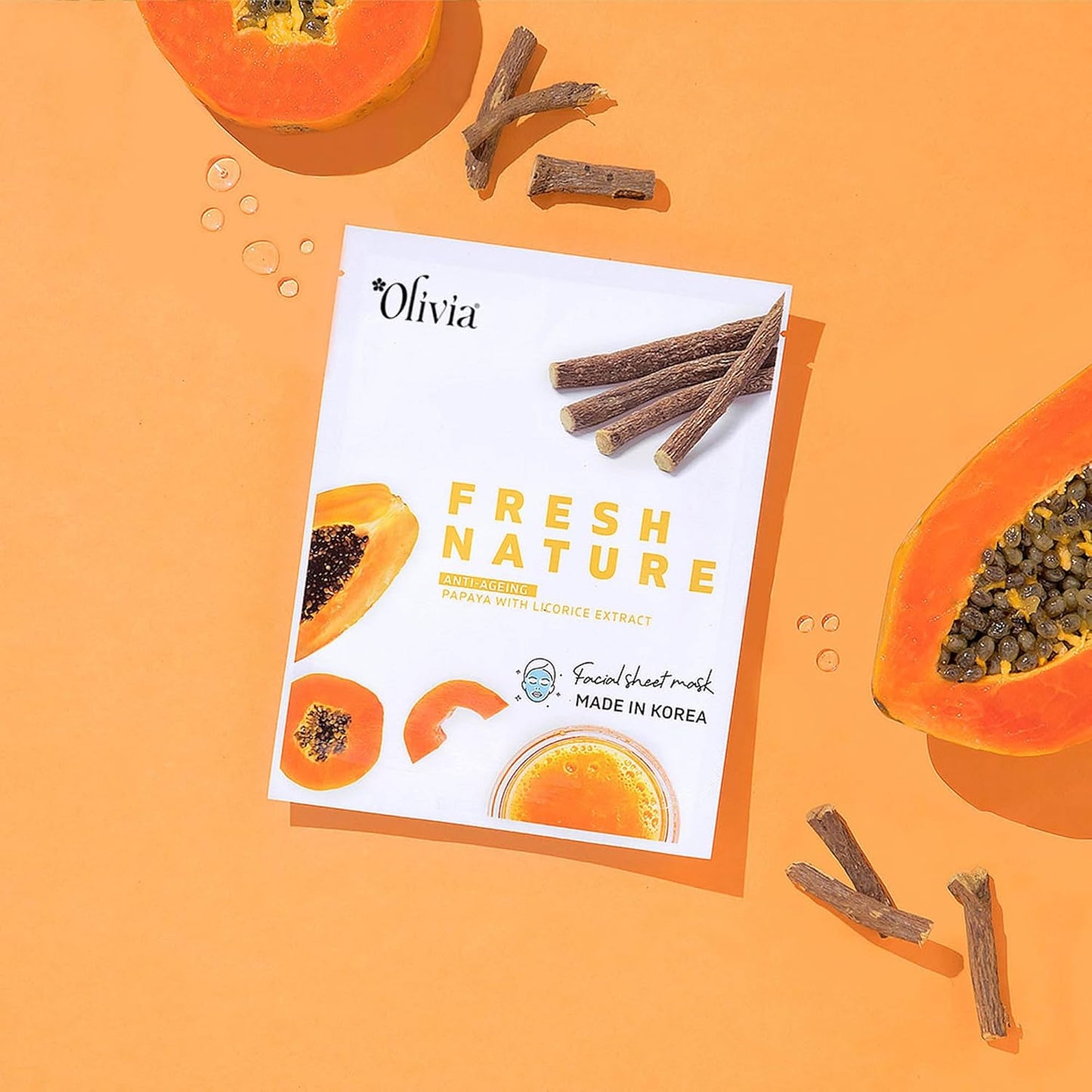 Olivia Strawberry Sheet Mask, purifying facial mask, fresh skin care, strawberry essence