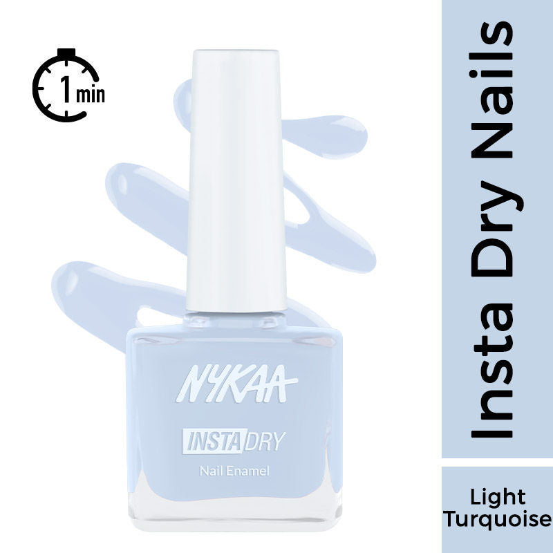 Nykaa Insta Dry Fast Drying Nail Enamel Polish Boho Blue 355 - Light Turquoise|9 ml|MRP 229