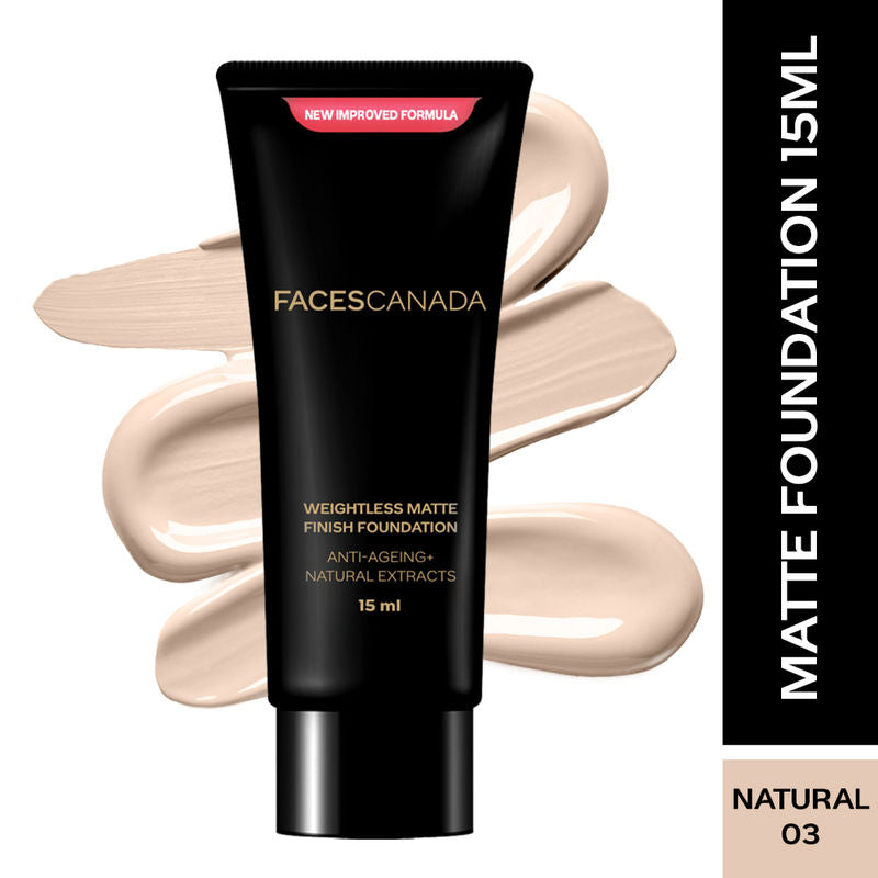 Faces Canada Weightless Matte Finish Foundation - Natural 03|15 ml|MRP 225