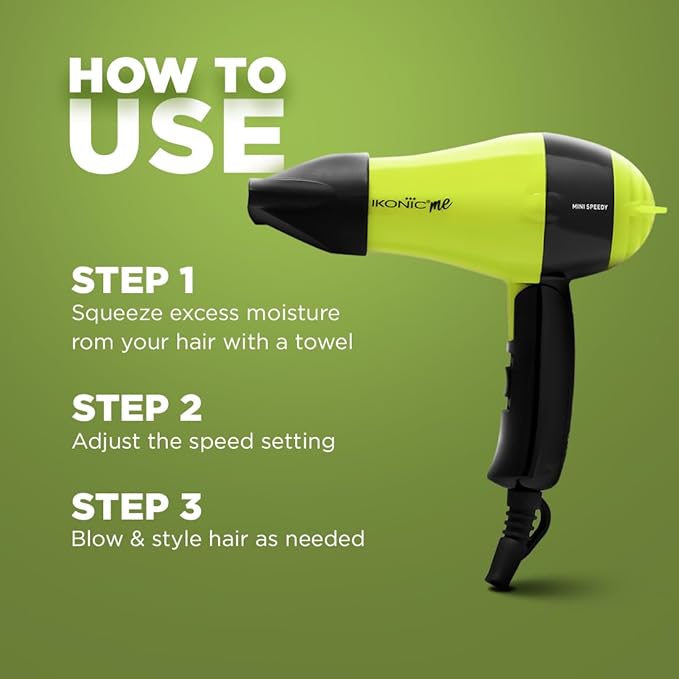Ikonic Me Mini Speedy Hair Dryer - Green|MRP 1550