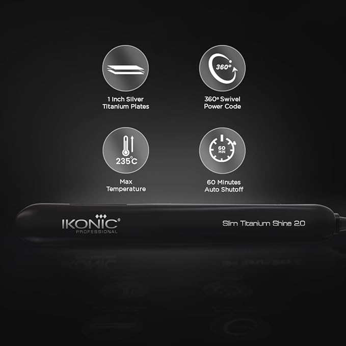 Ikonic Professional Hair Straightener - Slim Titanium Shine 3.0|MRP 8000