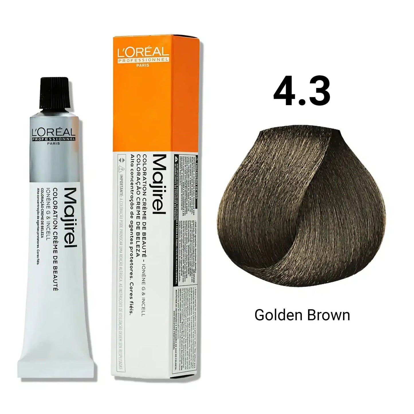 L'Oreal Professionnel Paris Majirel Hair Color 4.3(Golden Brown)|49.5 gms|MRP 420