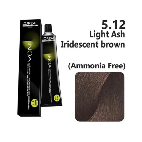 L'Oreal Professionnel Paris Inoa 5.12 Ammonia-Free Hair Colour-Light Ash Iridescent Brown|60 gms|MRP 565