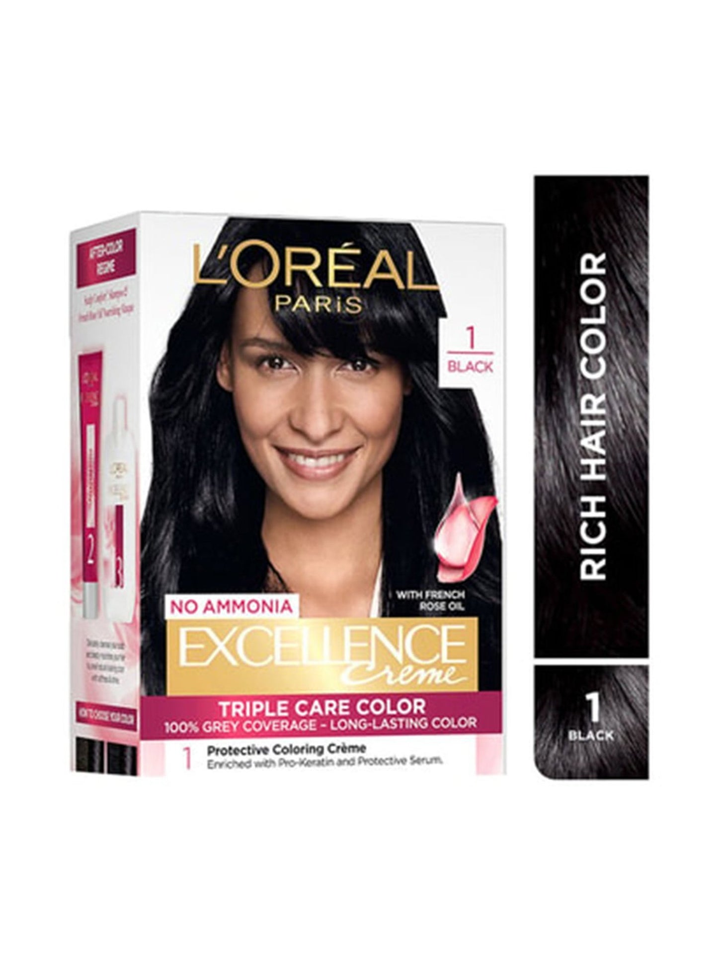 L'Oreal Paris Excellence Creme Hair Color 1 Black|72+100 ml/gms|MRP 699