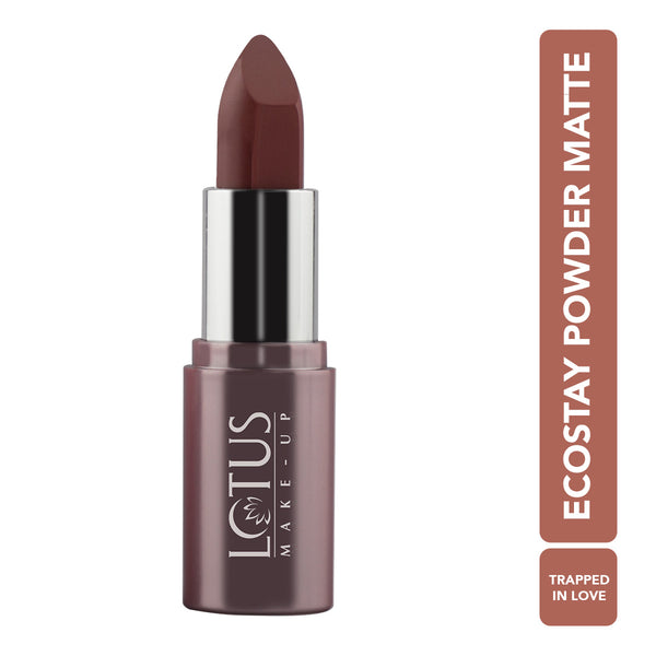 Lotus Make Up Ecostay Powder Matte Lipstick - PM07 Trapped In Love|4.2 gms|MRP 595