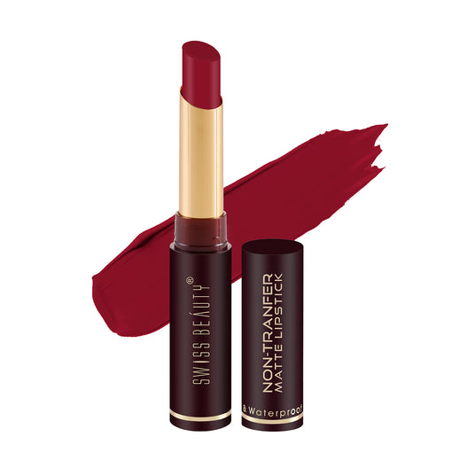 Swiss Beauty Non-transfer Matte Lipstick 01 Siren in Scarlet|2 gms|MRP 329