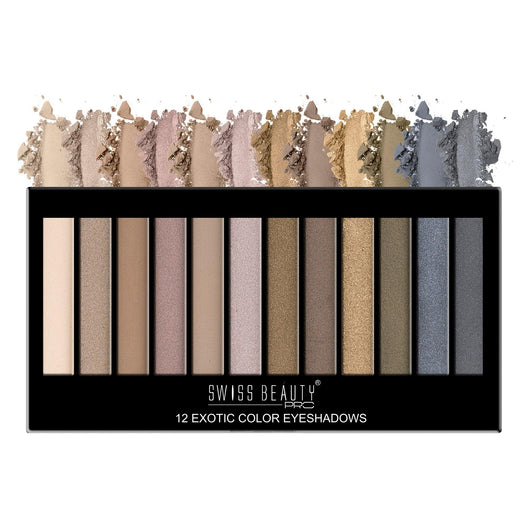 Swiss Beauty Pro 12 Exotic Color Eyeshadows Western|18 gms|MRP 499