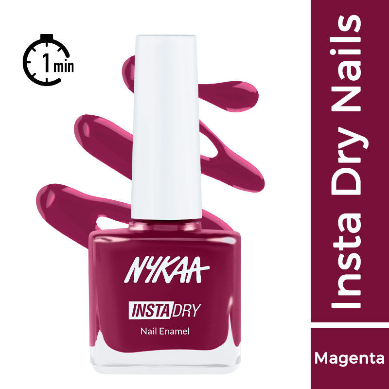 Nykaa Insta Dry Fast Drying Nail Enamel Polish Magenta Mention 338 - Magenta|9 ml|MRP 229
