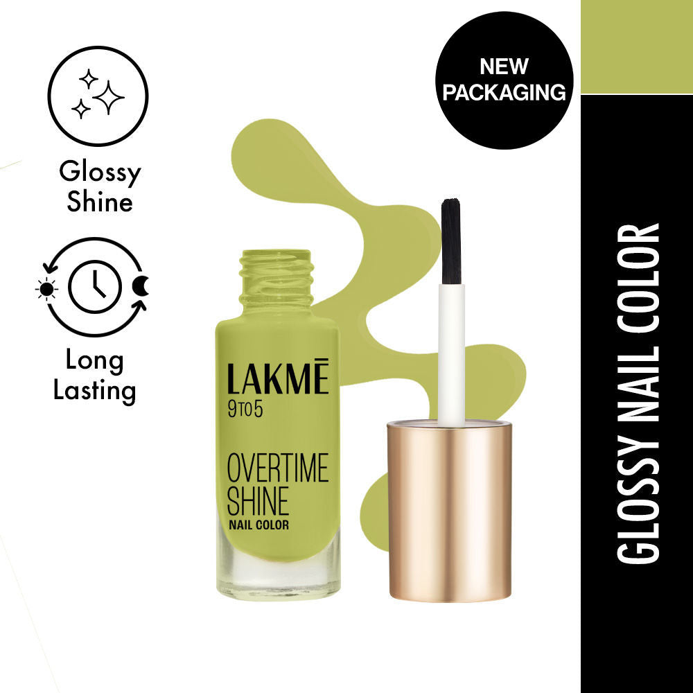 Lakm? 9to5 Primer + Gloss Nail Color -Lime Treat|6 ml|MRP 240