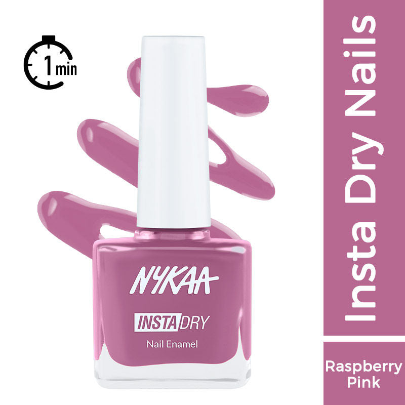 Nykaa Insta Dry Fast Drying Nail Enamel Polish Raspberry Regram 341 - Raspberry Pink|9 ml|MRP 229