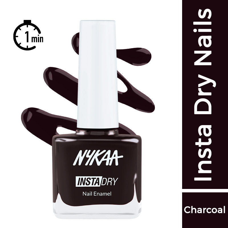 Nykaa Insta Dry Fast Drying Nail Enamel Polish Throwback Taupe 333 - Charcoal|9 ml|MRP 229
