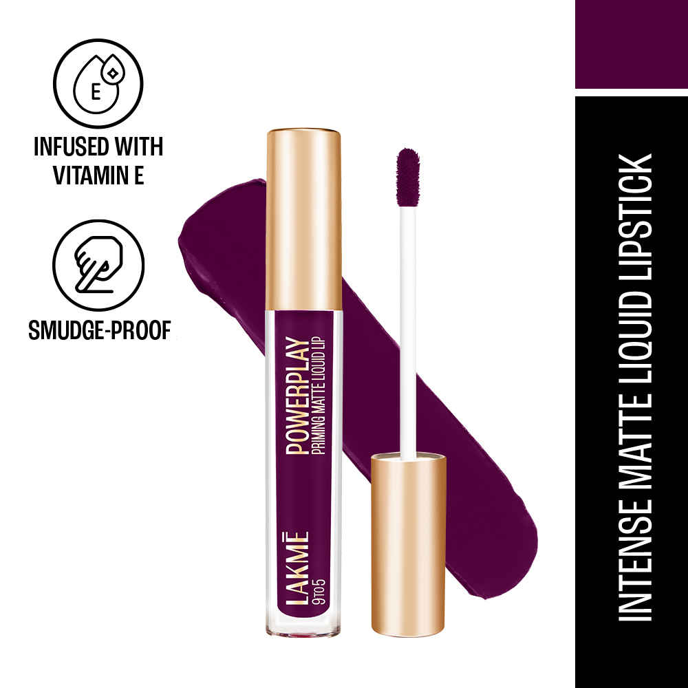 Lakme Powerplay Priming Matte Liquid Lipstick � MM4 Dynamic Purple|4.2 ml|MRP 499