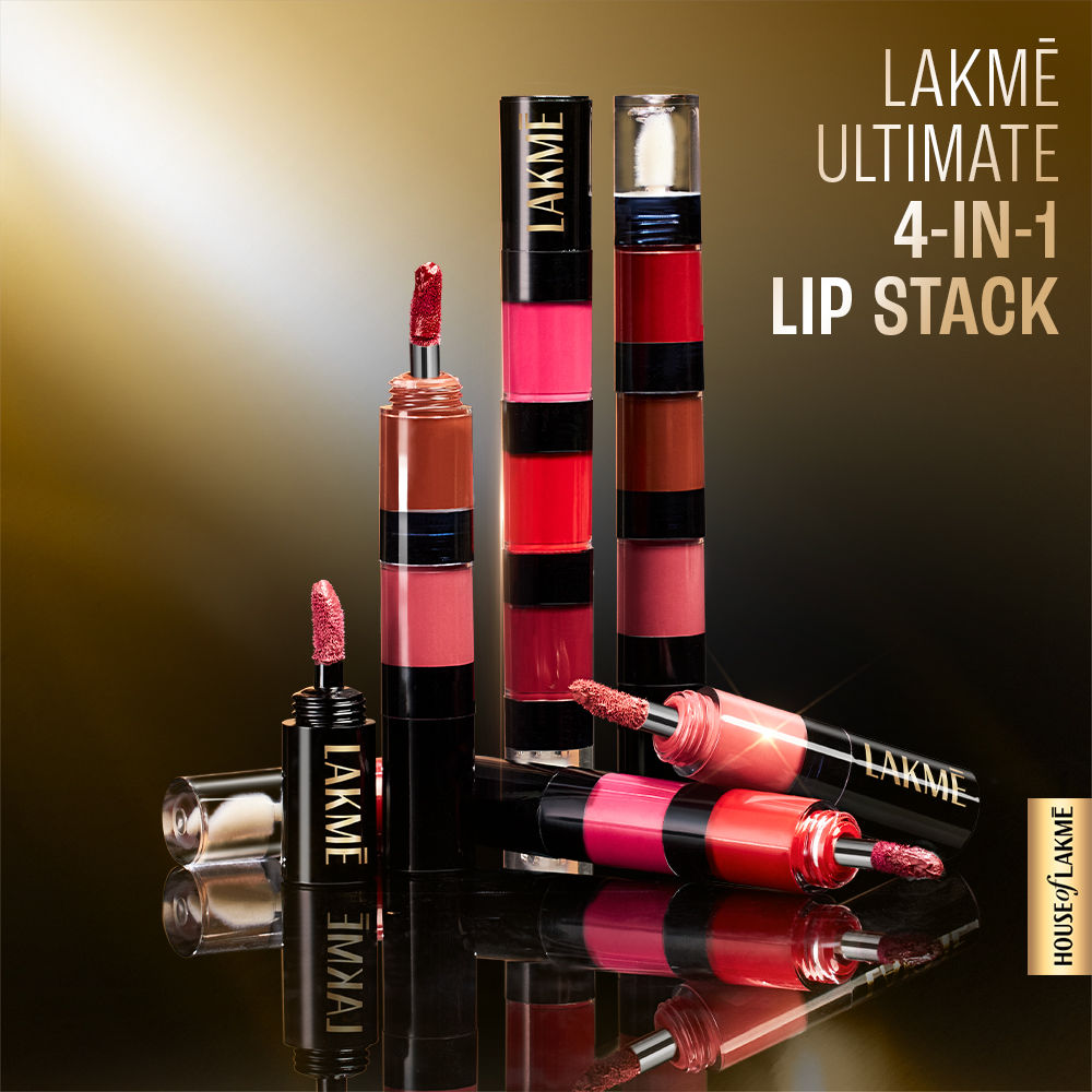 Lakme Ultimate Glam 4-in-1 Stackable Lip Stack � Pink Vibe Only|4 ml|MRP 499