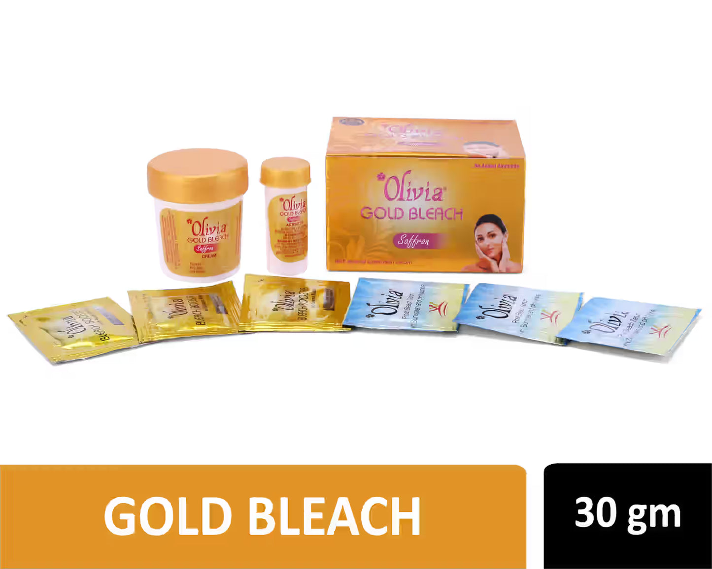 Olivia Gold Bleach, gold infused face bleach, radiant skin care, professional bleach