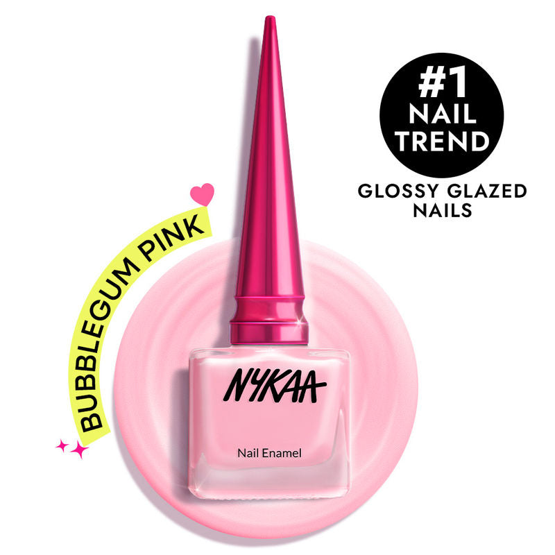 Nykaa Glazed Nail Enamel - Bubblegum Pink Glaze 486|9 ml|MRP 249
