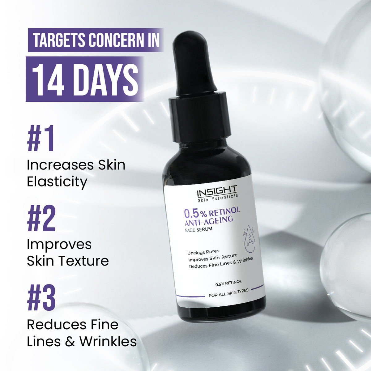Insight 0.5% Retinol Anti-Ageing Face Serum|30 ml|MRP 699