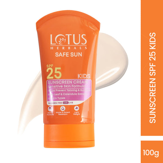 Lotus Herbals Safe Sun Kids Sunscreen Cream SPF 25|100 gms|MRP 430