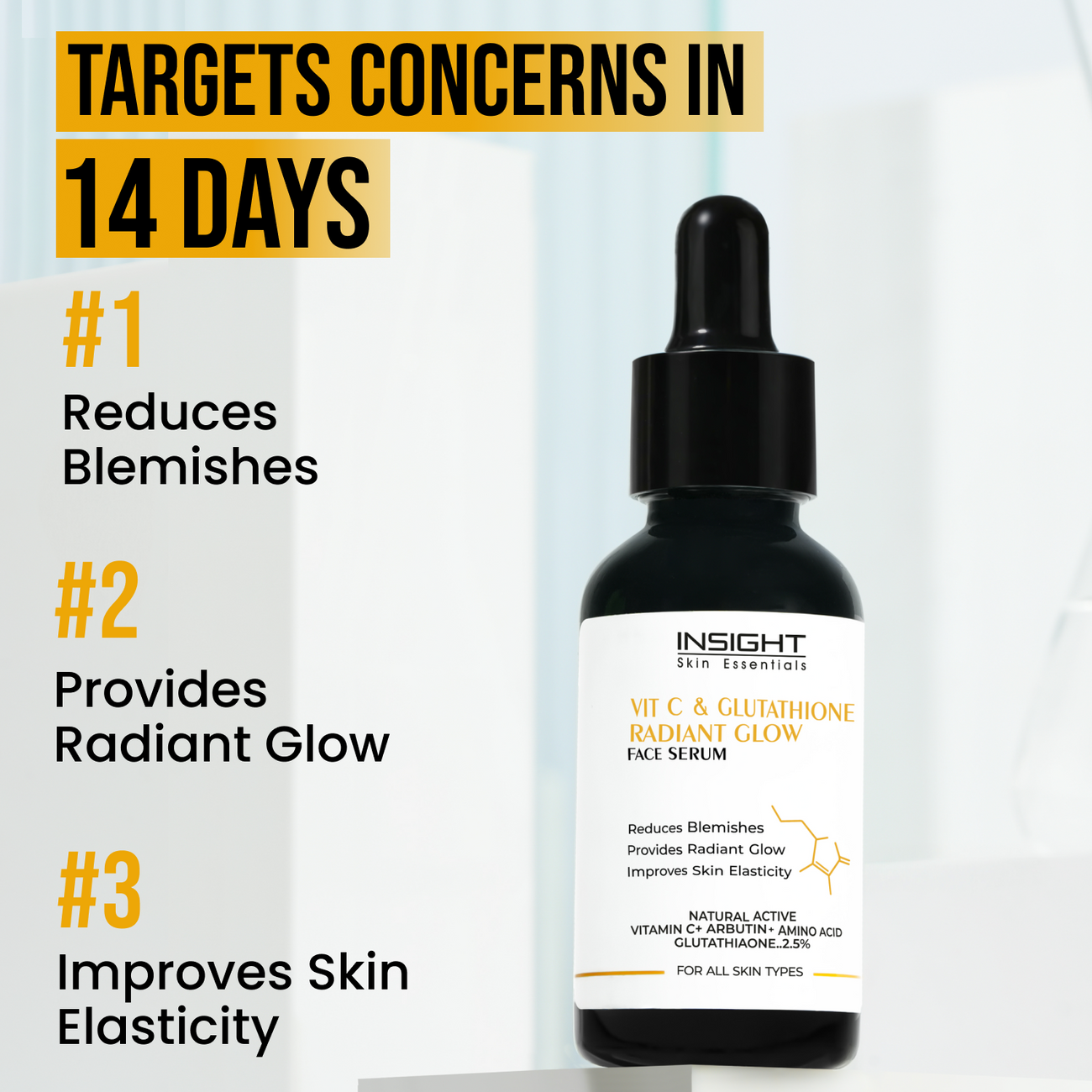 Insight Vit C & Glutathione Radiant Glow Face Serum|30 ml|MRP 299