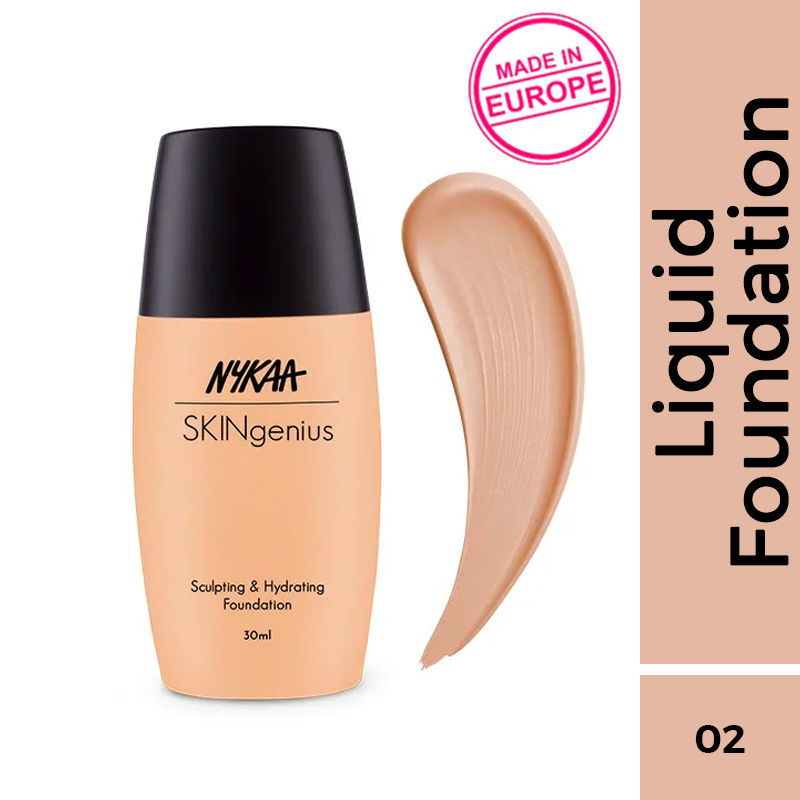 Nykaa SKINgenius Sculpting & Hydrating Dewy Foundation For Dry Skin - Almond Beige - 02|30 ml|MRP 649