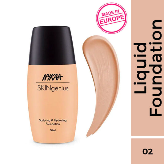 Nykaa SKINgenius Sculpting & Hydrating Dewy Foundation For Dry Skin - Almond Beige - 02|30 ml|MRP 649