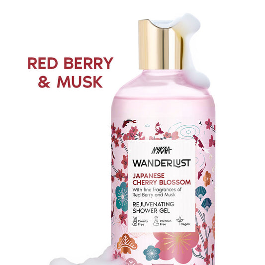 Nykaa Wanderlust Japanese Cherry Blossom Rejuvenating Shower Gel With Red Berry & Orchid|250 ml|MRP 399