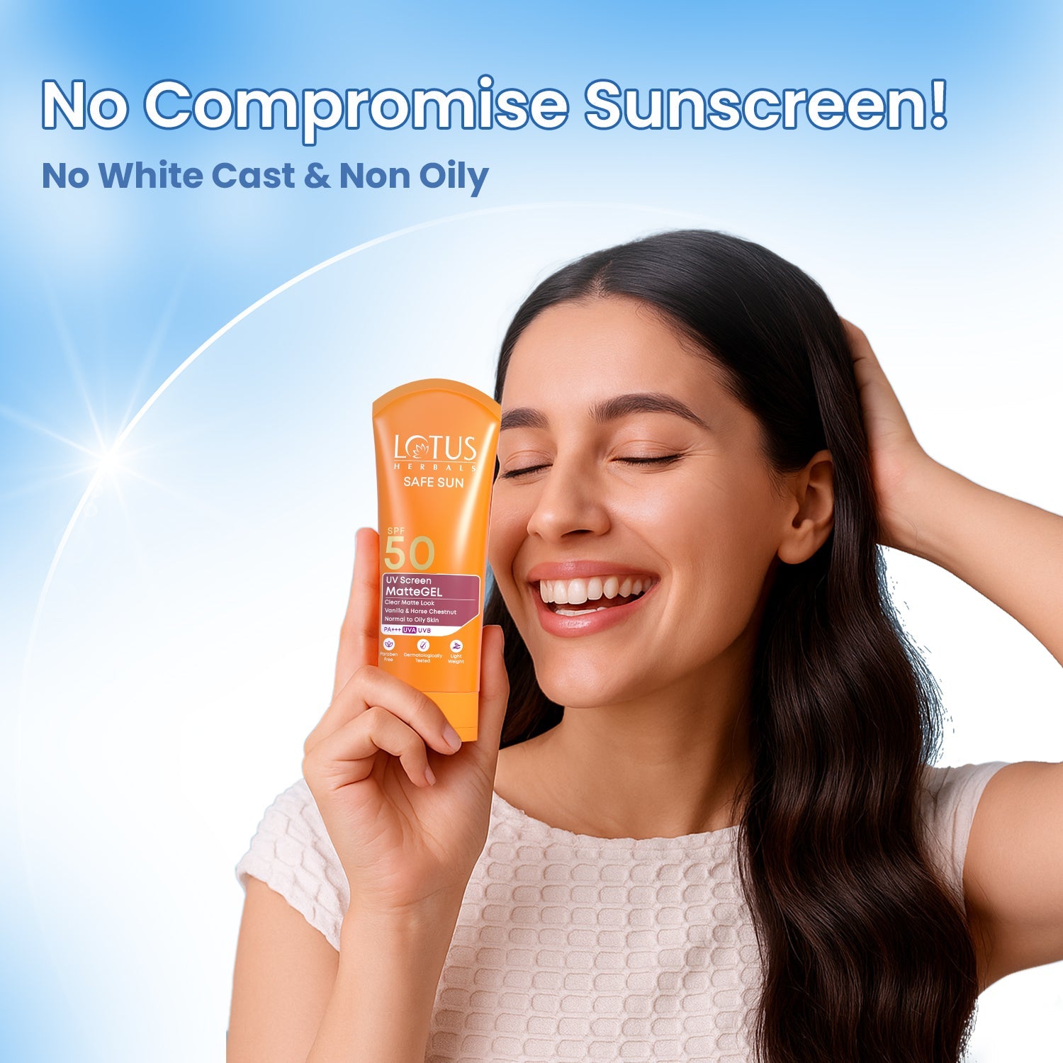 Lotus Herbals Safe Sun UV Screen Matte Gel Sunscreen, gel sunscreen, matte texture, SPF 50