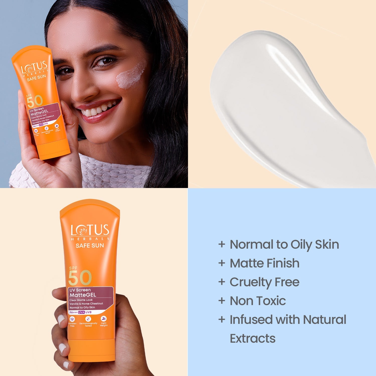 Lotus Herbals Safe Sun UV Screen Matte Gel Sunscreen, gel sunscreen, matte texture, SPF 50