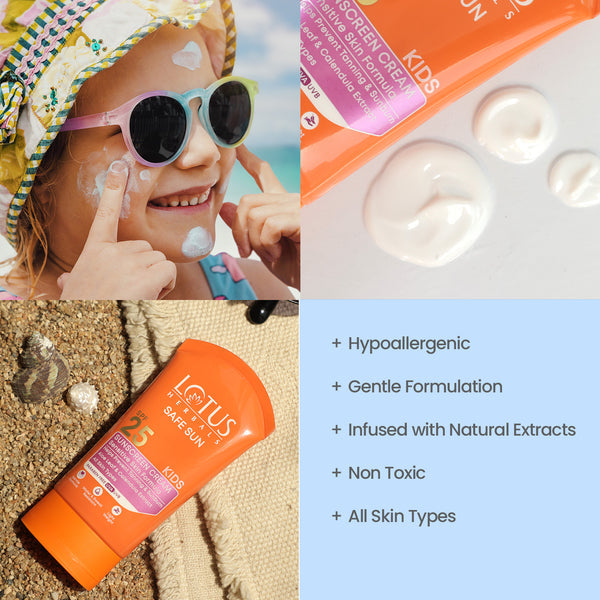 Lotus Herbals Safe Sun Kids Sunscreen Cream SPF 25|100 gms|MRP 430