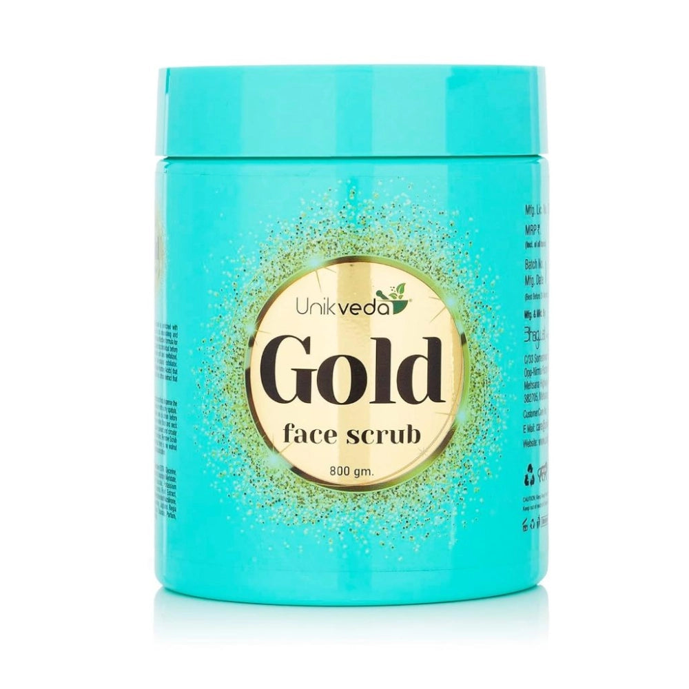 Unikveda Gold Face Scrub, gold exfoliating scrub, dull skin care, professional facial
