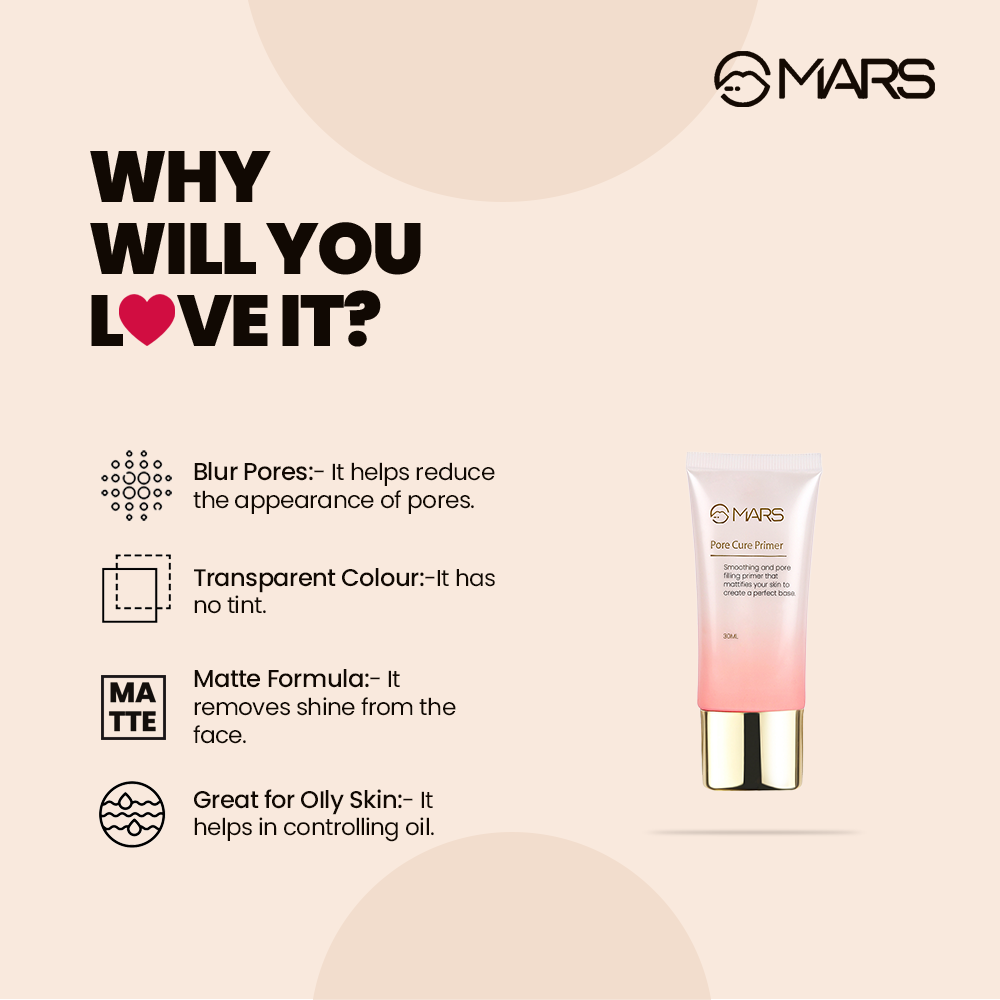 Mars Pore Filling Primer | Pore Cure Primer|30 ml|MRP 329