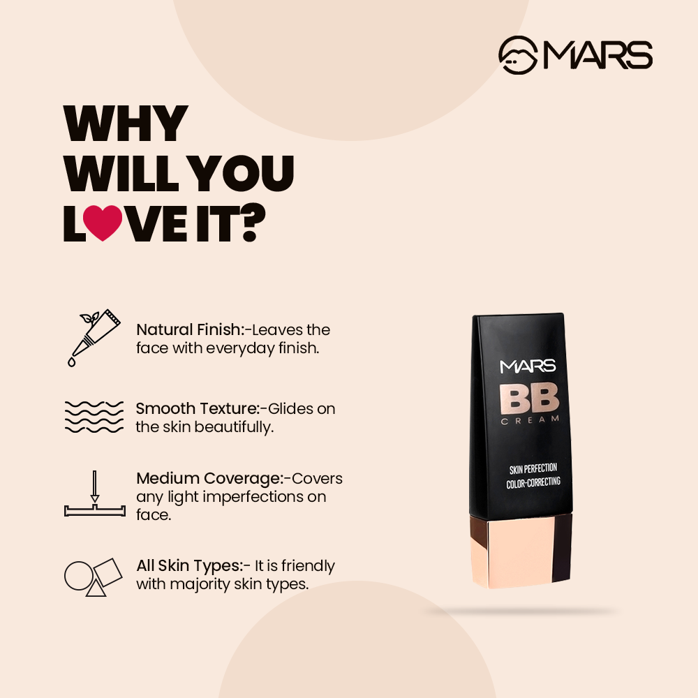 Mars Lightweight BB Cream Foundation-Medium|30 ml|MRP 339