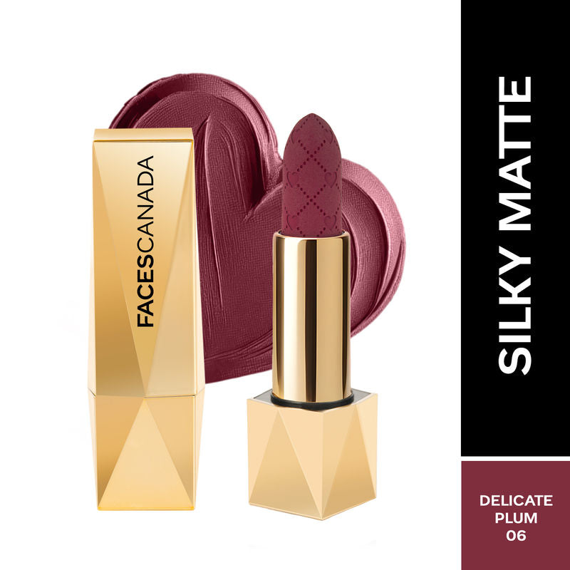 Faces Canada Comfy Silk Obsession Lipstick - Delicate Plum 06|4 gms|MRP 1199