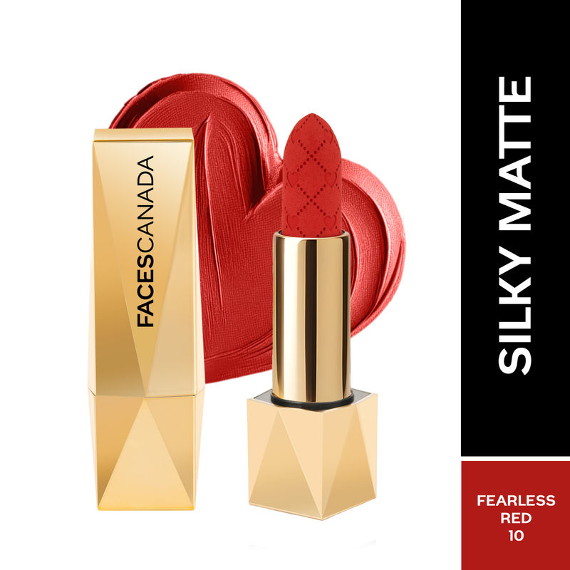 Faces Canada Comfy Silk Obsession Lipstick - Fearless Red 10|4 gms|MRP 1199