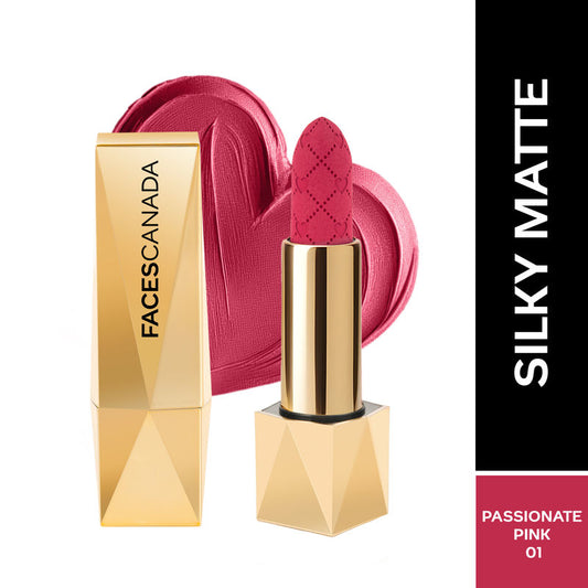 Faces Canada Comfy Silk Obsession Lipstick - Passionate Pink 01|4 gms|MRP 1199