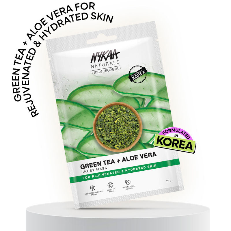 Nykaa Green Tea + Aloe Vera Sheet Mask|20 ml|MRP 100