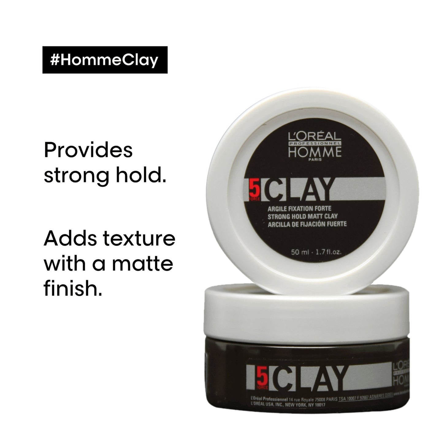 L'Oreal Professionnel Homme 5 Clay Strong Hold Matt Clay|50 ml|MRP 850
