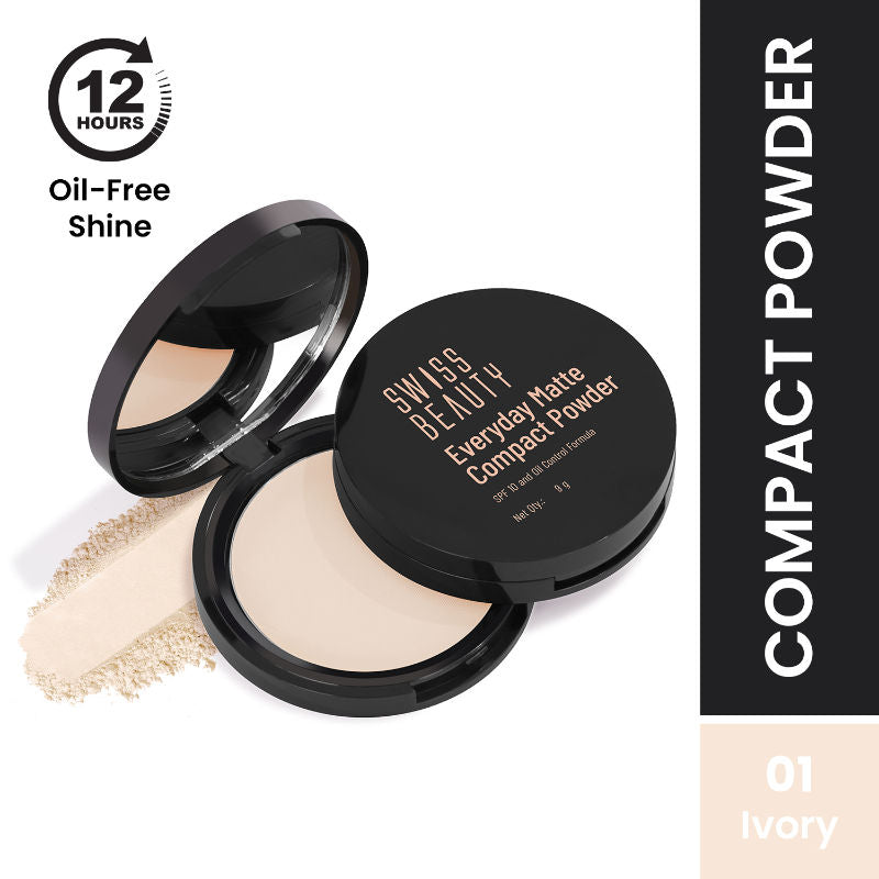Swiss Beauty Everyday Matte Compact 01 - Ivory|9 gms|MRP 229