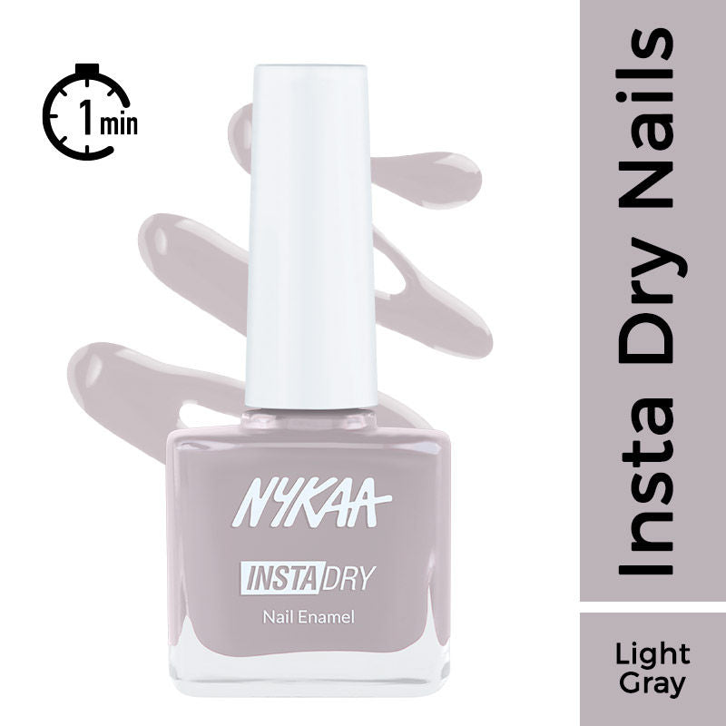 Nykaa Insta Dry Fast Drying Nail Enamel Polish Grey GIF 352 - Light Gray|9 ml|MRP 229