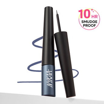 Nykaa GLAMOReyes Waterproof & Smudgeproof Coloured Liquid Eyeliner - 01 Stormy Sky (Deep Blue)|5 ml|MRP 349