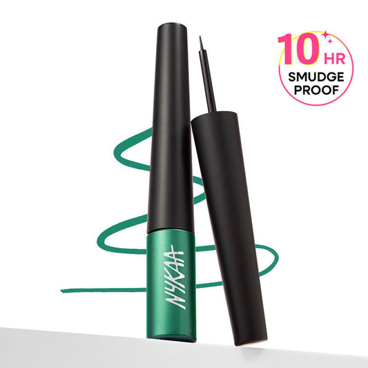 Nykaa GLAMOReyes Waterproof & Smudgeproof Coloured Liquid Eyeliner - 03 Enchanting Forest (Green)|5 ml|MRP 349